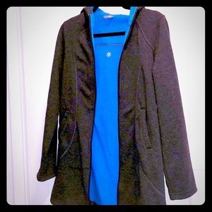 Athleta long yoga jacket with hood